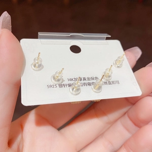 Three-pair square cubic zirconia earring set with 14K gold plating on S925 silver needles