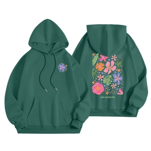 Felpa con Cappuccio in Pile Casual Stampa Floreale Manica Lunga con Tasca a Marsupio Coulisse Unisex Top