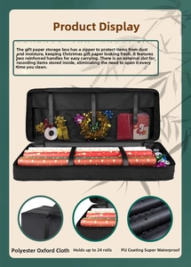 Detail view of Oxford cloth gift wrap storage bag with 24-roll capacity and waterproof PU coating