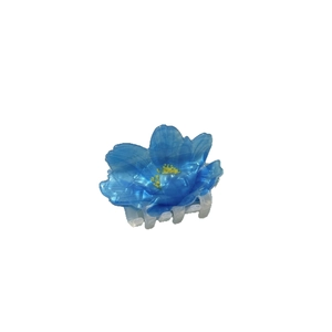 Blue gradient acrylic flower hair claw clip with yellow pistil for women hair styling