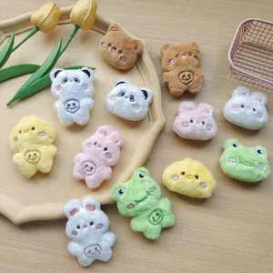 Cute Cartoon Plush Animal Brooch Soft Stuffed Bear Rabbit Panda Frog Chick DIY Accessory For Hair Clips Bags Decor