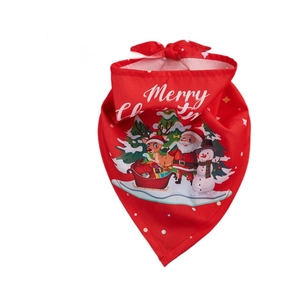 Red Christmas dog bandana with Merry Christmas print on high quality polyester fabric