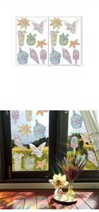 Rainbow suncatcher window stickers with shell and starfish patterns on holographic PVC film