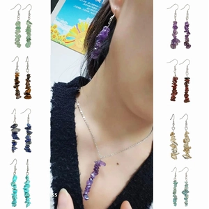 Detailed grid view of natural agate and amethyst stone beaded necklaces and earrings