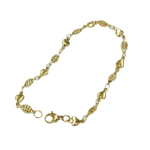 Minimalist gold titanium steel bracelet featuring heart and hollow oval linked chain