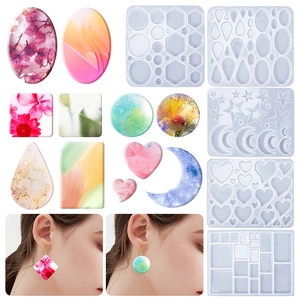 DIY Jewelry Resin Casting Mold Silicone Multiple Shapes Heart Star Moon For Earring Pendant Jewelry Making Craft Tool Transparent