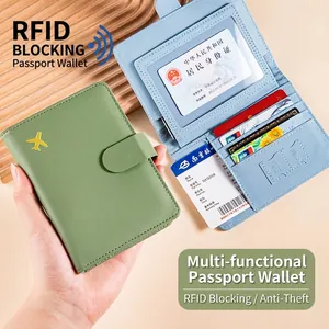 Porta Passaporto Blocco RFID Organizzatore Di Viaggio Multifunzionale In Pelle PU Portafoglio Carte Con Slot SIM Motivo Aereo