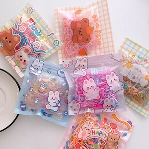 Colorful ice cream tone disposable mini elastic hair bands in cartoon packaging