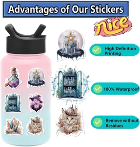 Macro view of waterproof witch stickers showing HD printing and residue-free removal detail