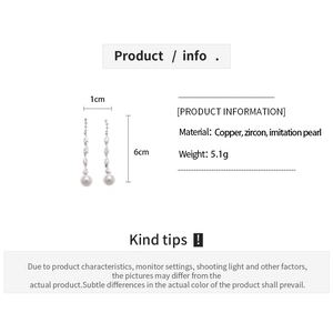 Detailed size chart for elegant teardrop tassel earrings with copper and zircon material