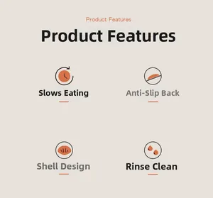 Detail view of shell-shaped slow feeder bowl with non-slip base and easy-clean surface