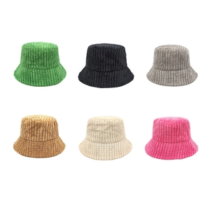 Retro Corduroy Bucket Hat For Women Men Striped Polyester Sun Protection Foldable Fisherman Hat Outdoor Casual Basin Hat