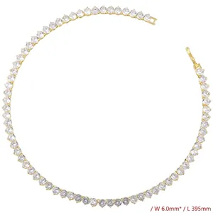 6.0mm gold tennis necklace with round-cut clear cubic zirconia and secure clasp