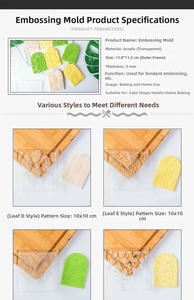 Detail of 5mm clear acrylic leaf texture stamps for fondant cake and baking decoration