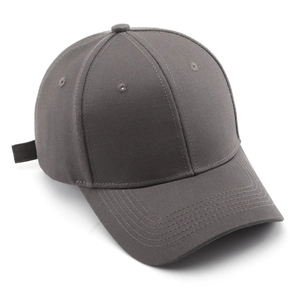 Classic dark gray thick cotton baseball cap with curved brim and six-panel structure