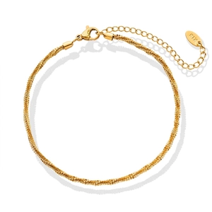 Twisted Rope Chain Anklet Titanium Steel Gold Plated Minimalist Korean Style Dainty Foot Jewelry For Women