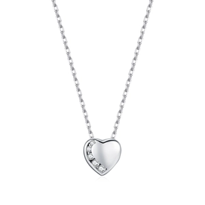 Collana minimalista in argento sterling S925 con pendente a cuore e diamanti lucenti