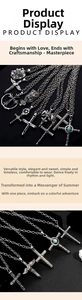 Detailed view of Gothic cross pendants with sword and lion motifs in retro silver finish