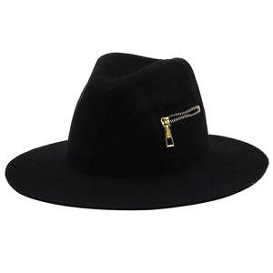 Classic black pure wool bucket hat with stylish gold zipper detail on clean white background