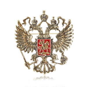 Double Headed Eagle Brooch Pin Alloy Enamel Russian Coat Of Arms National Emblem Retro Vintage Military Accessory For Women Men