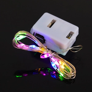 Colorful copper wire LED string lights with battery box for festive bouquet decoration