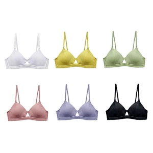 French style ribbed thin wire-free bras in six assorted pastel colors for women