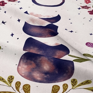 Detailed close-up showing the fine fabric texture and moon phase print on Bohemian tapestry