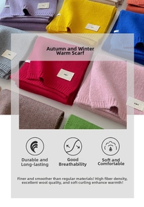 Close-up of high-density knit scarves in various colors with emo woven labels