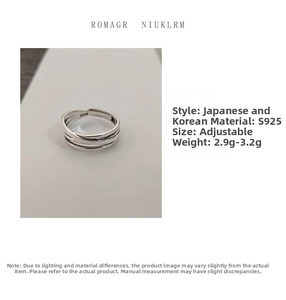 Detailed view of S925 sterling silver irregular multilayer ring with adjustable opening
