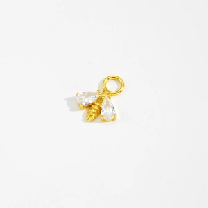 Exquisite S925 silver insect pendant with golden finish and sparkling zircon stones