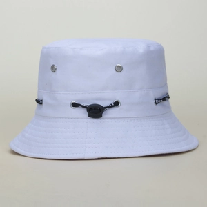 Bob blanc classique en coton avec cordon réglable et œillets métalliques pour protection solaire