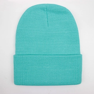 Solid mint green knit beanie hat for winter warmth with a clean minimalist design