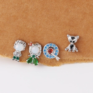 Cute fairytale earrings with micro-inlaid zircon in princess and fox shapes