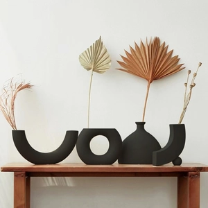 Moderne Geometrische Keramikvase Und Kerzenhalter Abstrakt Minimalistisches Mattes Heimdekor Desktop Kunst Ornament