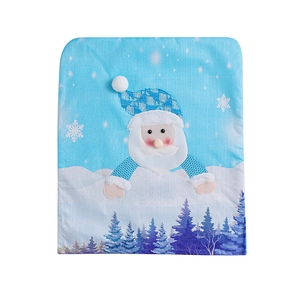 Lighted blue Christmas chair cover with Santa Claus and snowflake pattern decoration