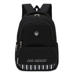 Black large capacity waterproof nylon backpack for 15.6 inch laptop and daily school use
