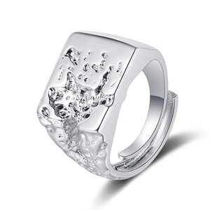 Women Lava Texture Irregular Copper Ring Platinum Plated Adjustable Open Ring Fashion Jewelry Gift For Ladies Daily Accessories