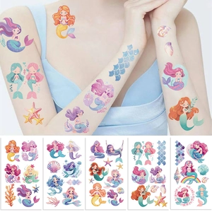 Colorful glitter mermaid and sea creature temporary tattoo stickers for party gifts
