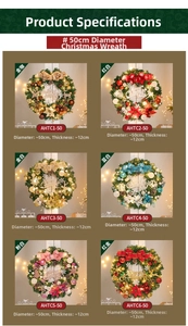 Comparaison de couronnes de Noël de 50cm en six couleurs avec lumières LED chaudes
