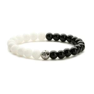 8mm tiger eye and lava stone energy bracelet with black and white beads for minimalist style