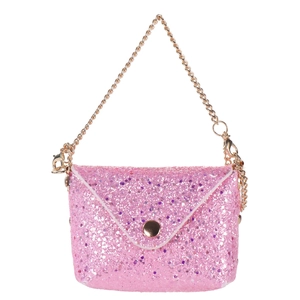 Mini Glitter Sequin PU Leather Coin Purse With Gold Chain Snap Closure For Lipstick Earphone Small Crossbody Bag