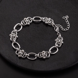 Bracelet À Maillons En Acier Inoxydable Hip Hop Street Style Pour Hommes Bijoux Géométriques Polis