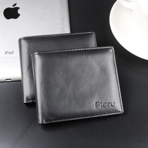 Herren Bifold Geldbörse PU Leder Große Kapazität Business Casual Schlank Kreditkartenhalter Schwarz