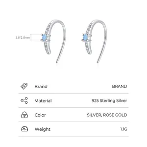 Elegant S925 sterling silver drop earrings with blue cubic zirconia and small accent stones