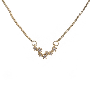 Gold zodiac constellation pendant necklace with sparkling cubic zirconia on box chain