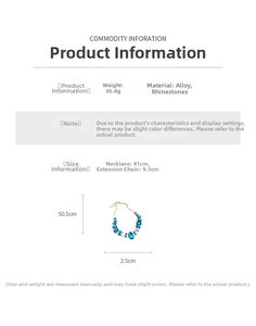 Detailed size chart for the geometric pendant necklace with alloy and rhinestones
