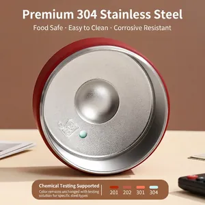 Deep red 304 stainless steel leakproof bento lunch box with 304 steel stamp detail