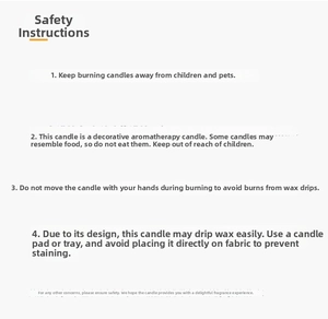 Detailed safety instructions and usage guide for scented candles to ensure safe burning experience.
