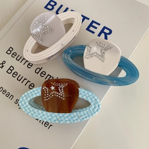 Elegant Acetate Planet Saturn Hair Claw Clip For Women Fashion Rhinestone Star Design Sparkly Hair Shark Clip Jewelry