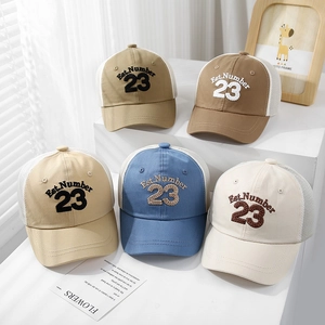 Toddler breathable mesh baseball cap with vintage number 23 embroidery in five colors